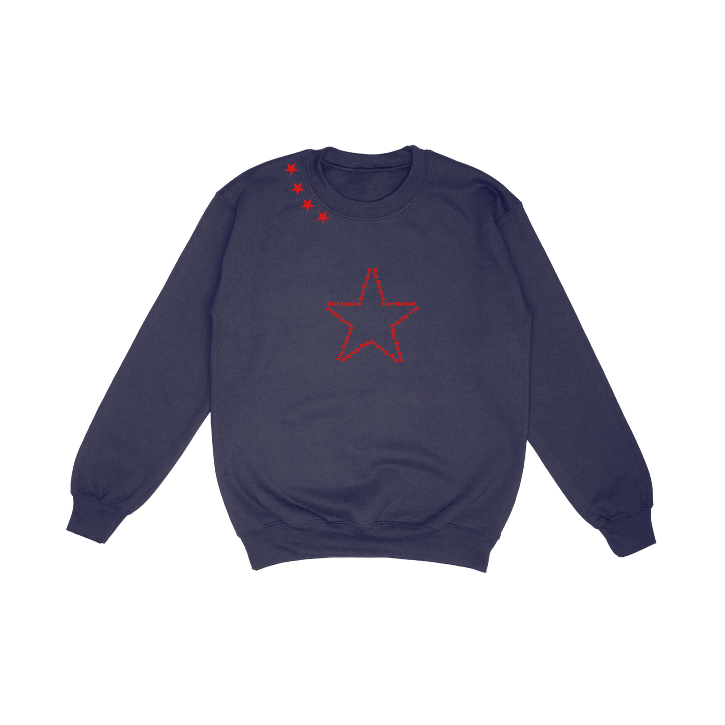The Sick and Stacked Society - Summer Star Crewneck / Relaxed Leg Sweatpants (Navy w/Red)