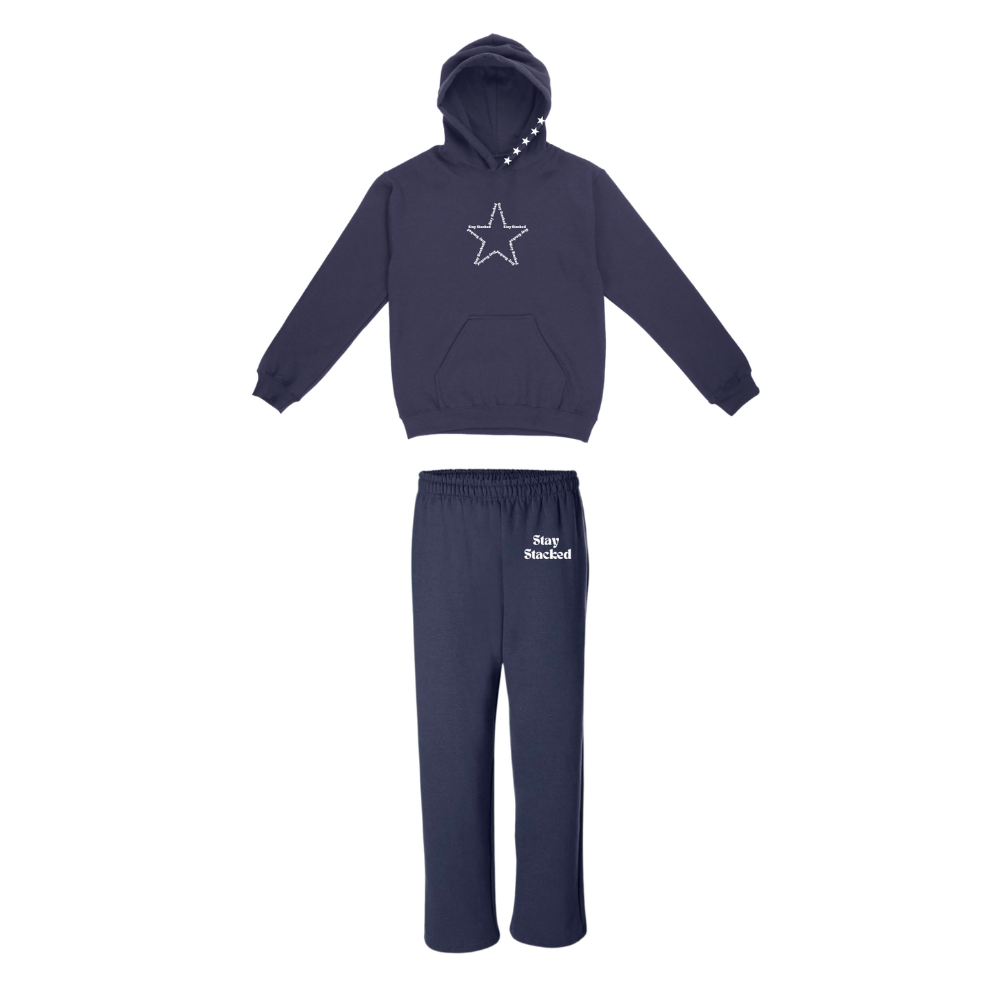 The Sick and Stacked Society - Summer Star Hoodie / Relaxed Leg Sweatpants Set (Navy/White)