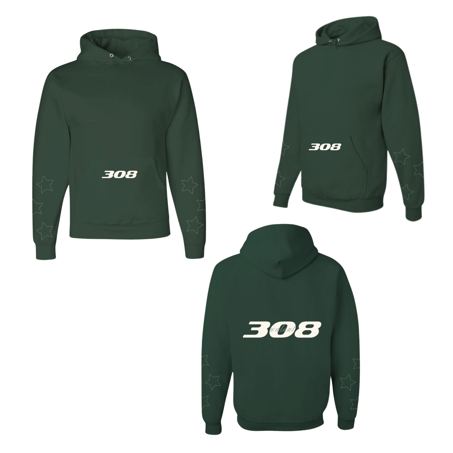 Syracuse Alpha Phi - Teddy Bear Hoodie / Sweatshorts Set (Forest Green)