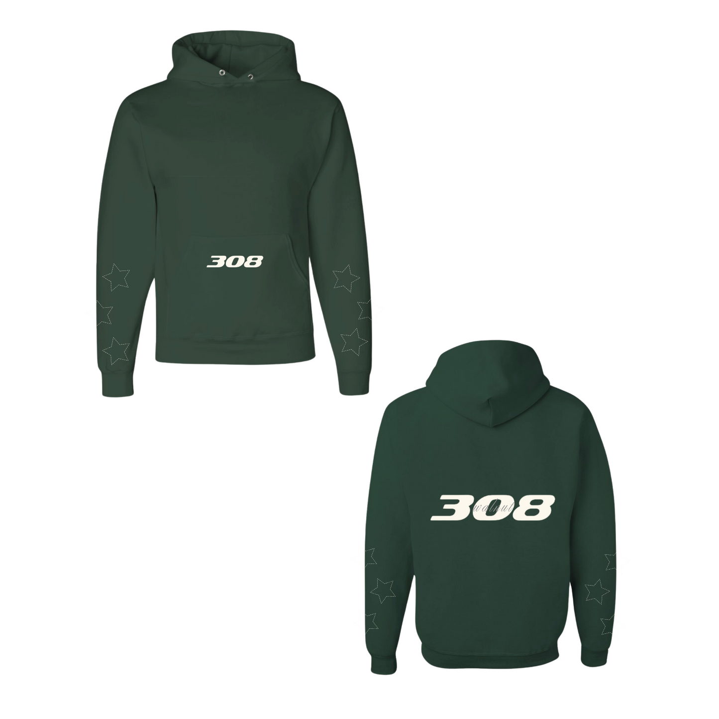 Syracuse Alpha Phi - Teddy Bear Hoodie / Sweatshorts Set (Forest Green)
