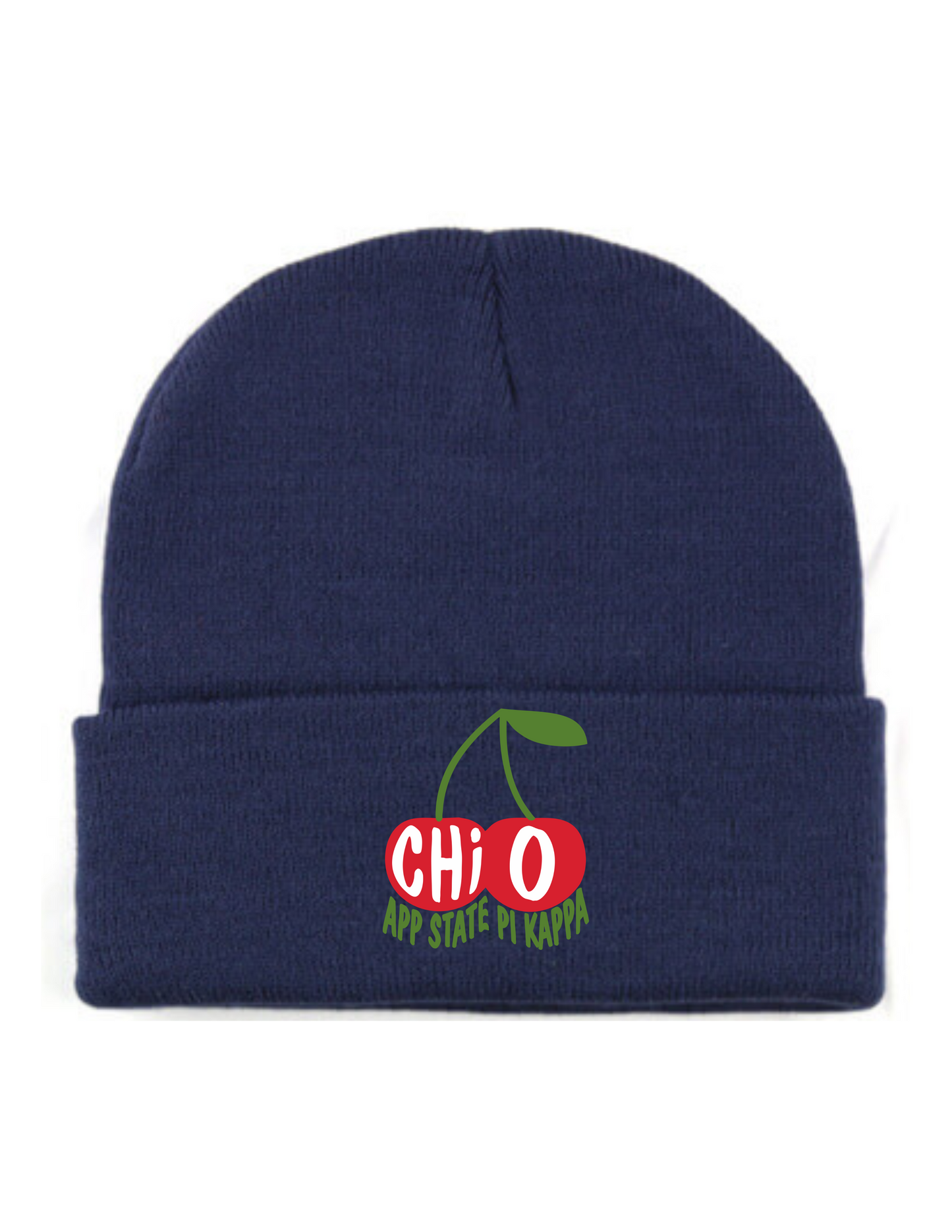 Chi Omega App State Pi Kappa Cherry Beanie - Navy
