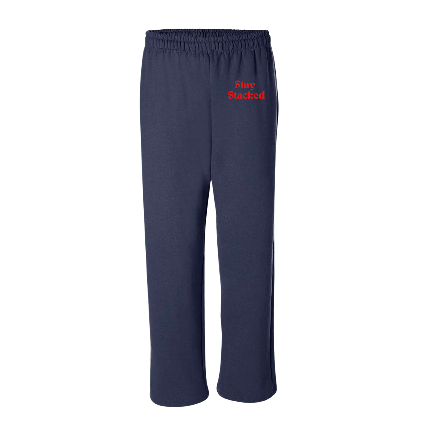 The Sick and Stacked Society - Summer Star Relaxed Leg Sweatpants (Navy w/Red)
