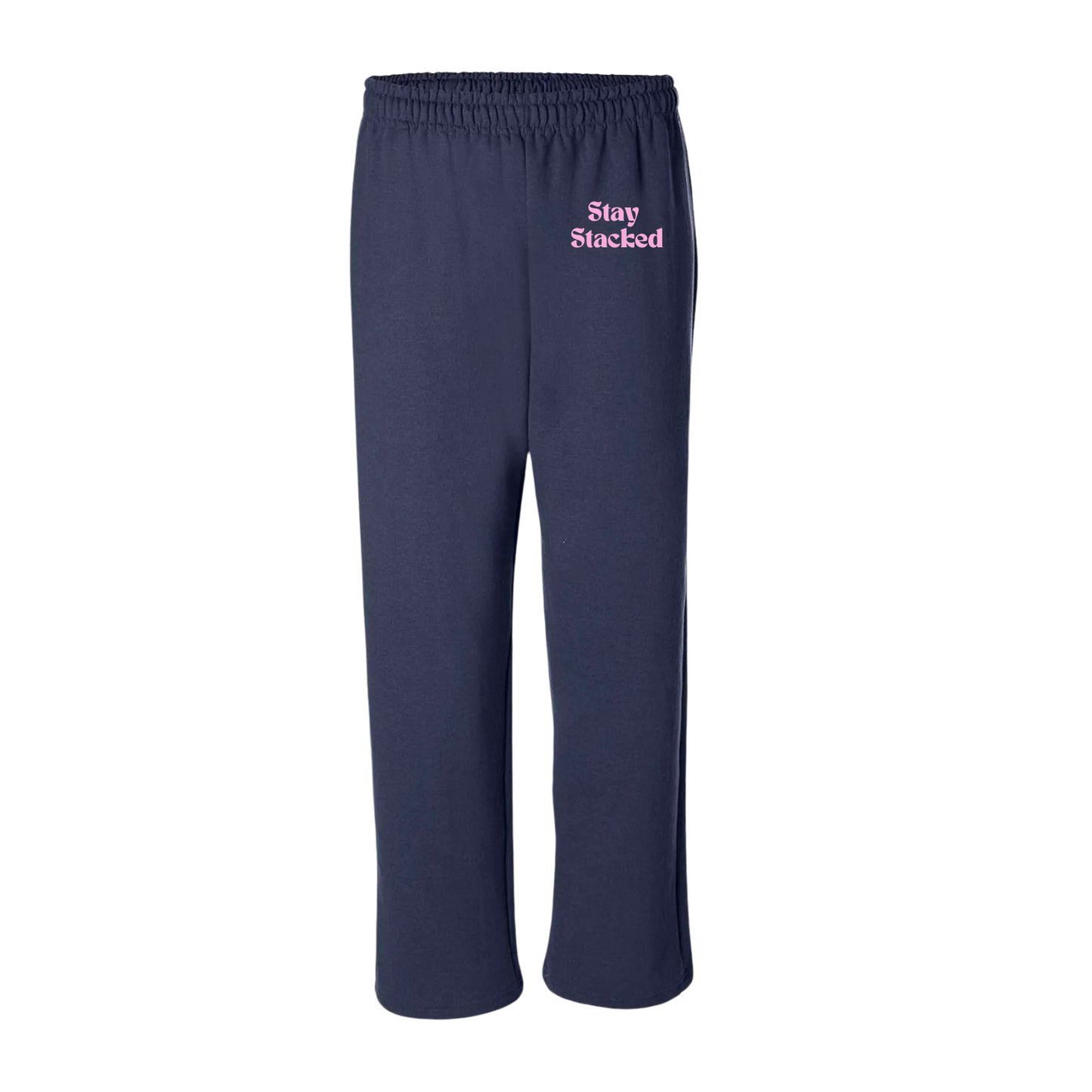 Stay Stacked Sweatpants (Navy w/Pink)