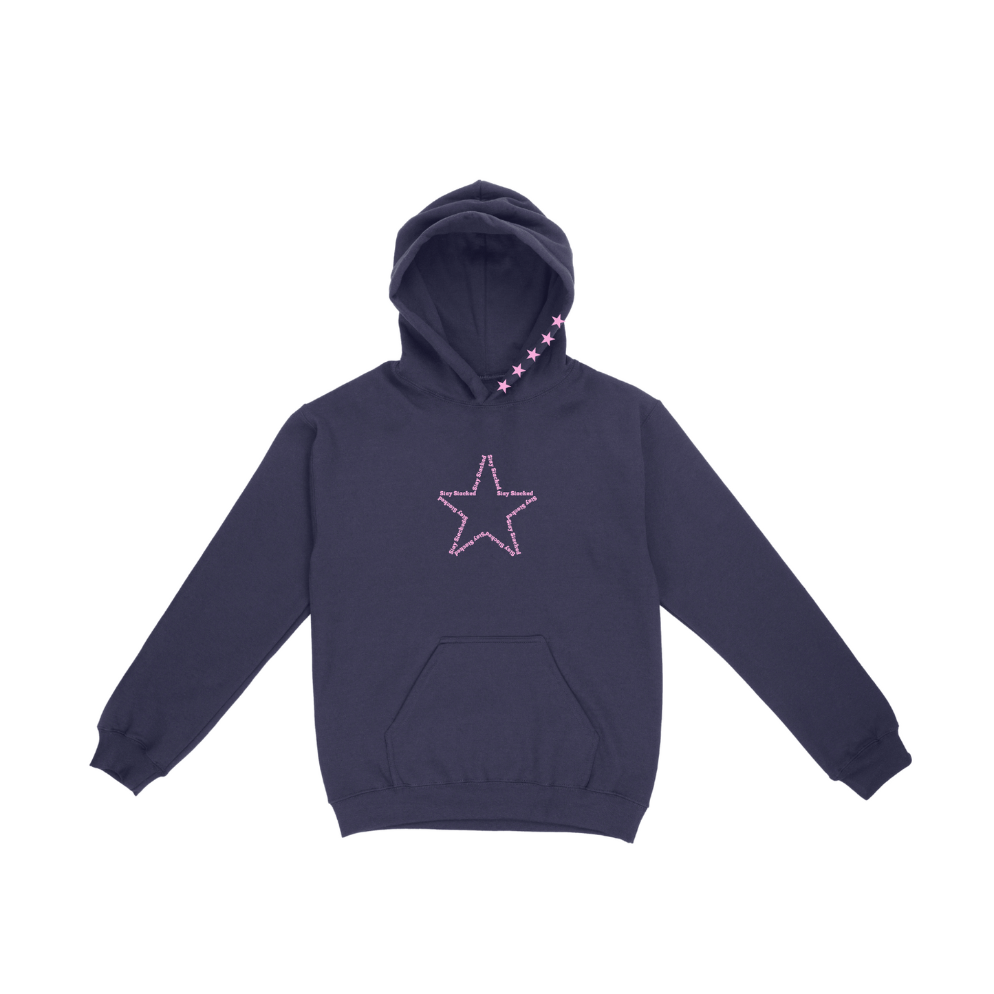 Stay Stacked Star Hoodie (Navy w/Pink)