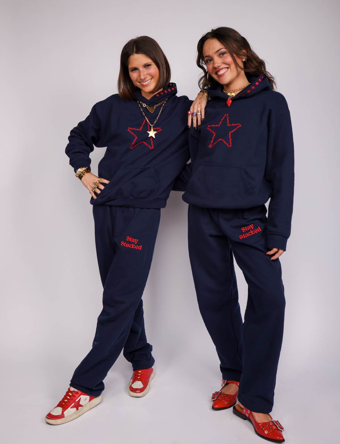 The Sick and Stacked Society - Summer Star Hoodie / Relaxed Leg Sweatpants (Navy w/Red)