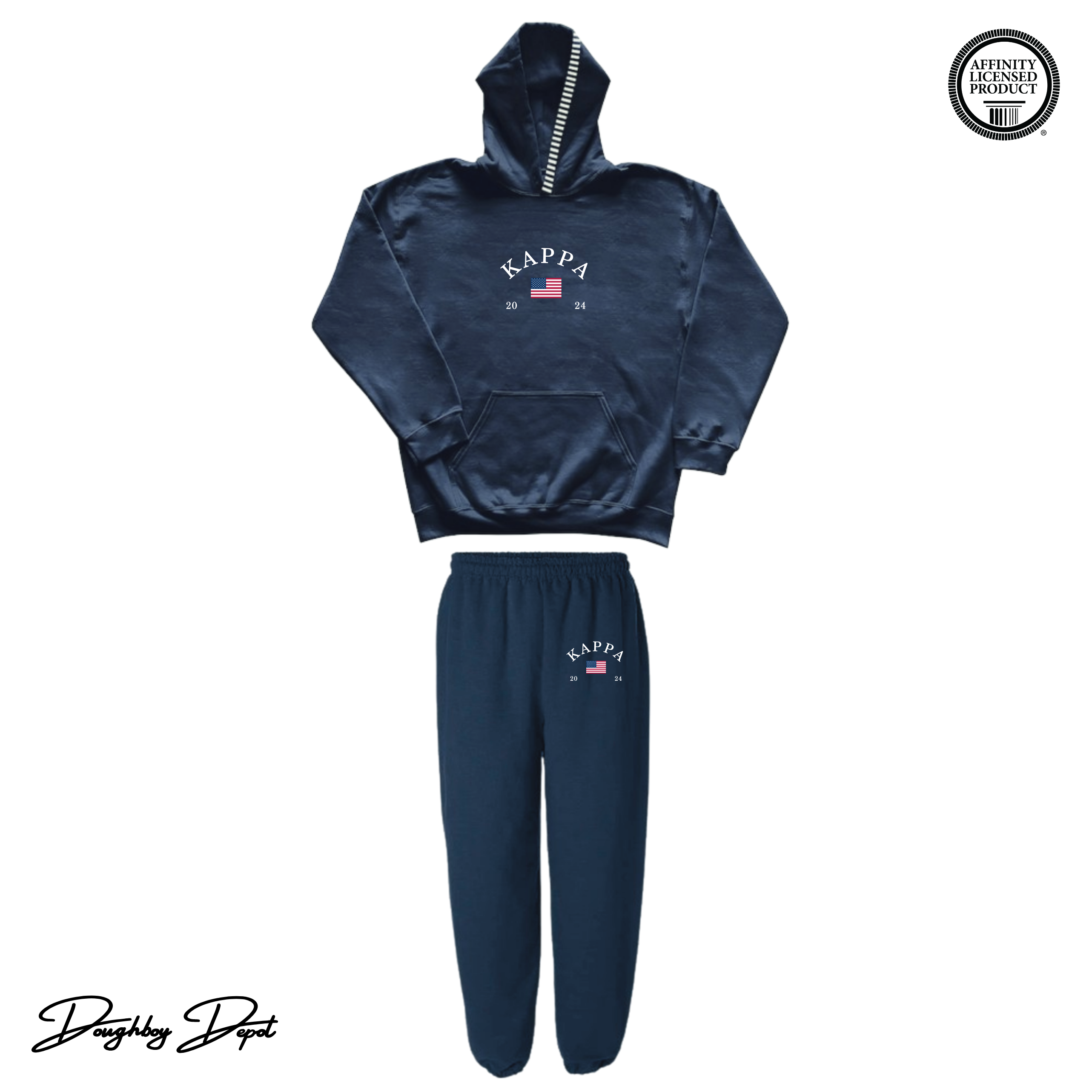 LSU KKG - American Beauty Embroidered Hoodie Set (Navy)