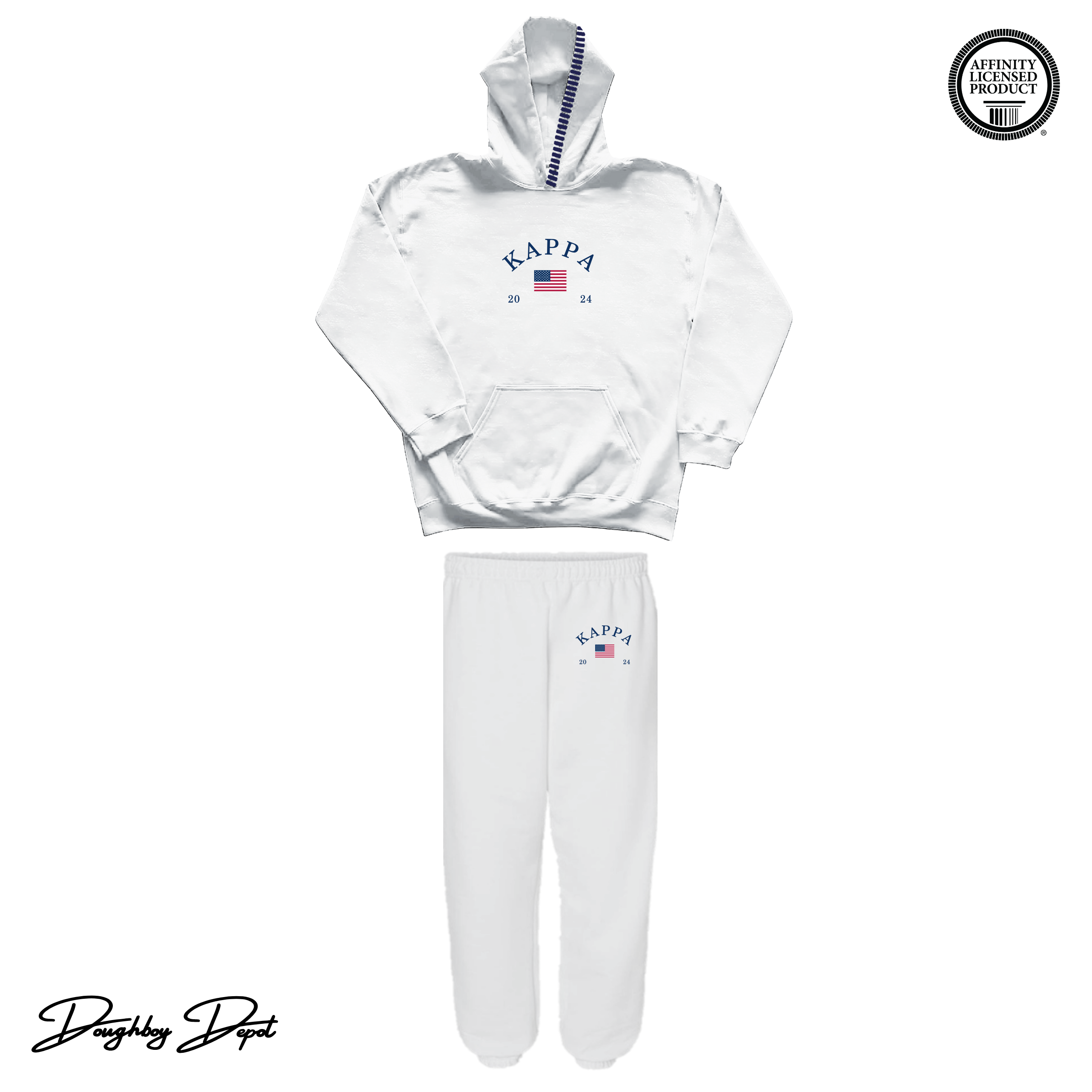 LSU KKG - American Beauty Embroidered Hoodie Set (White)