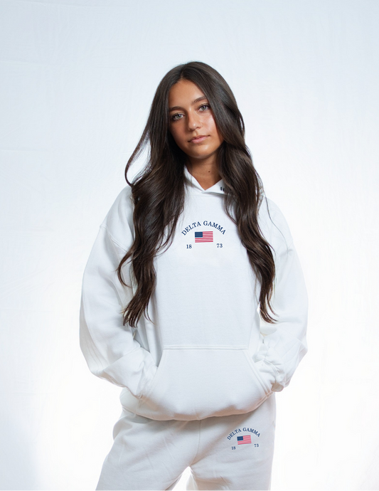 Delta Gamma Hoodie / Sweatpants Set (White)
