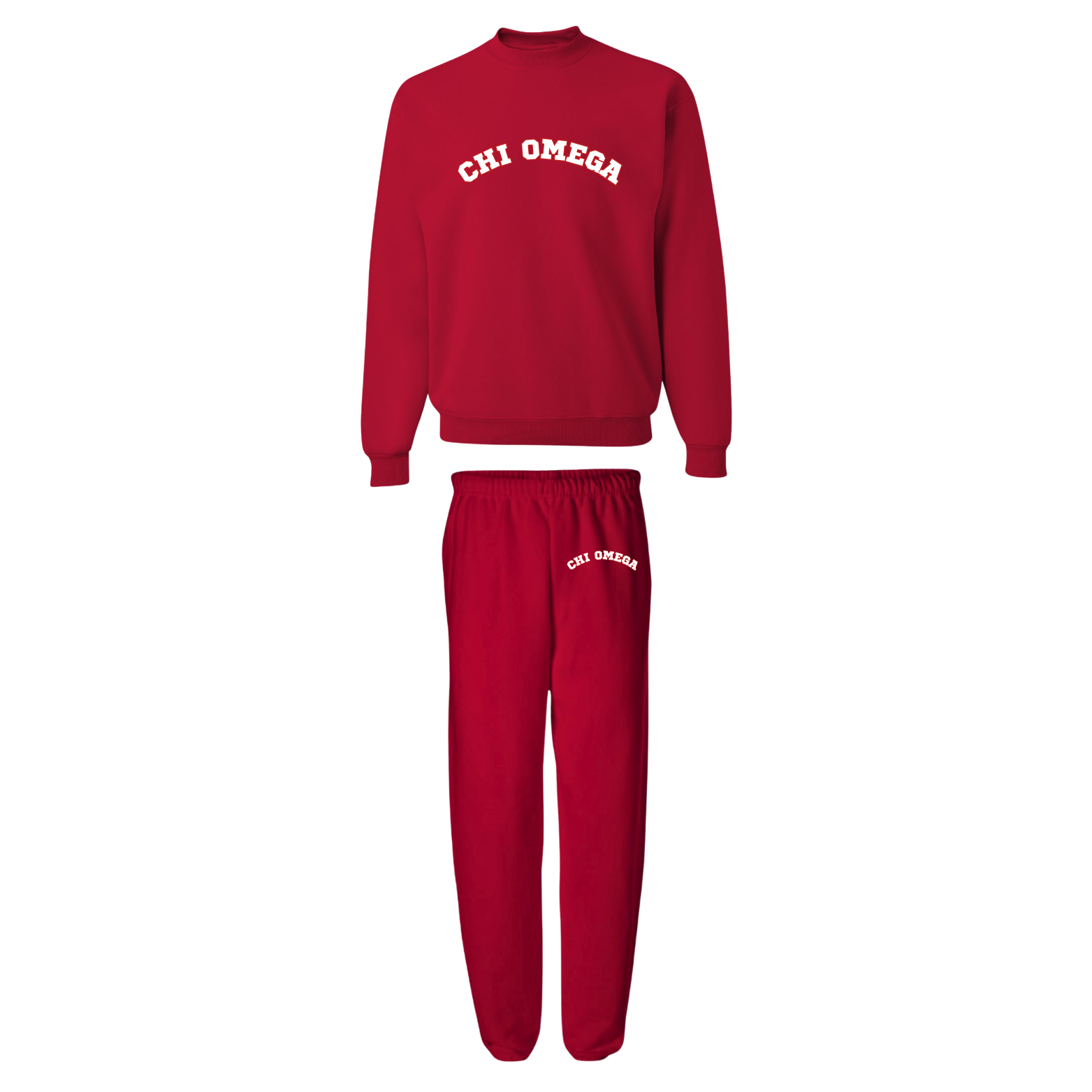 Kansas Chi Omega - Red Crewneck / Sweatpants Set