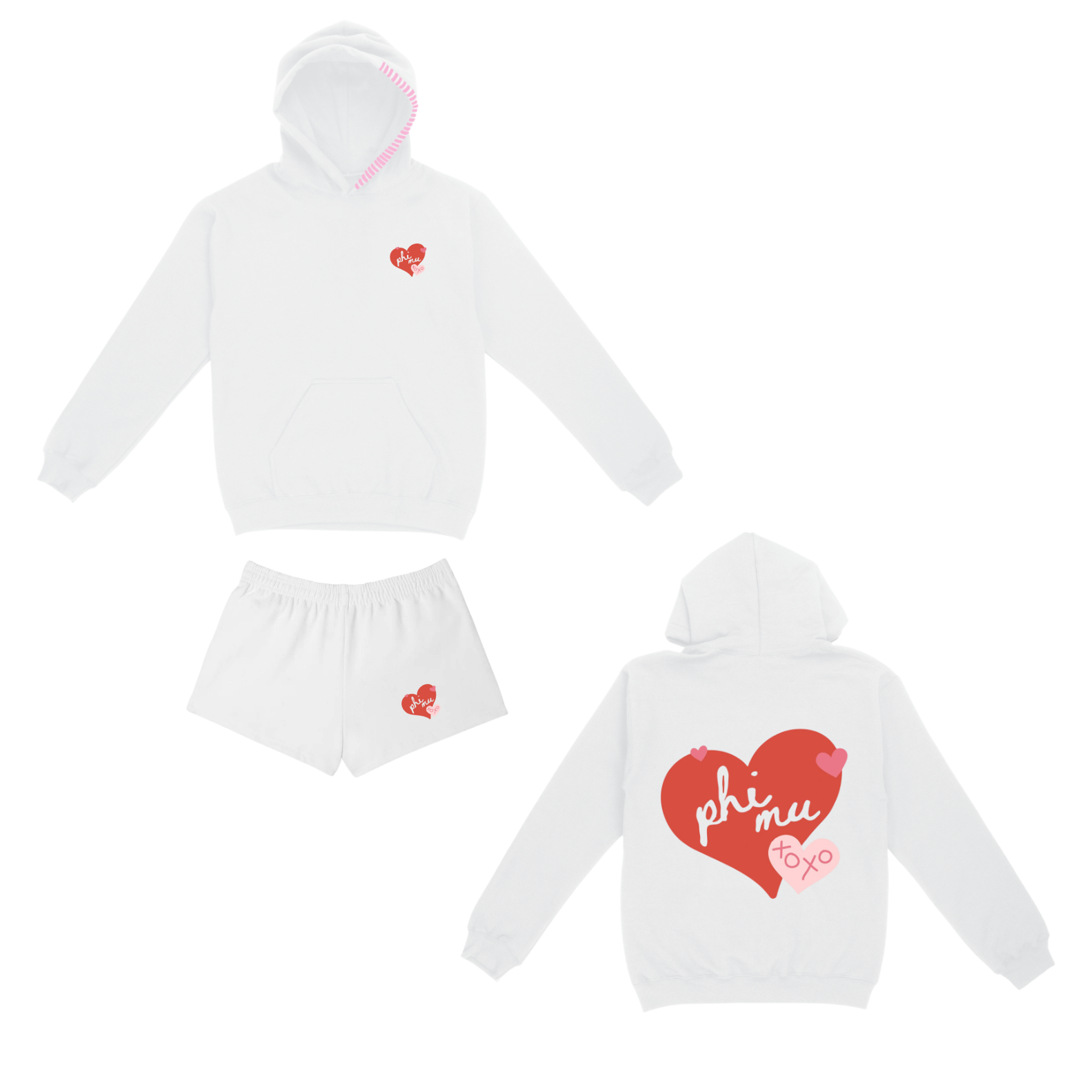 Elon Phi Mu - Love Collection Hoodie / Sweatshorts Set