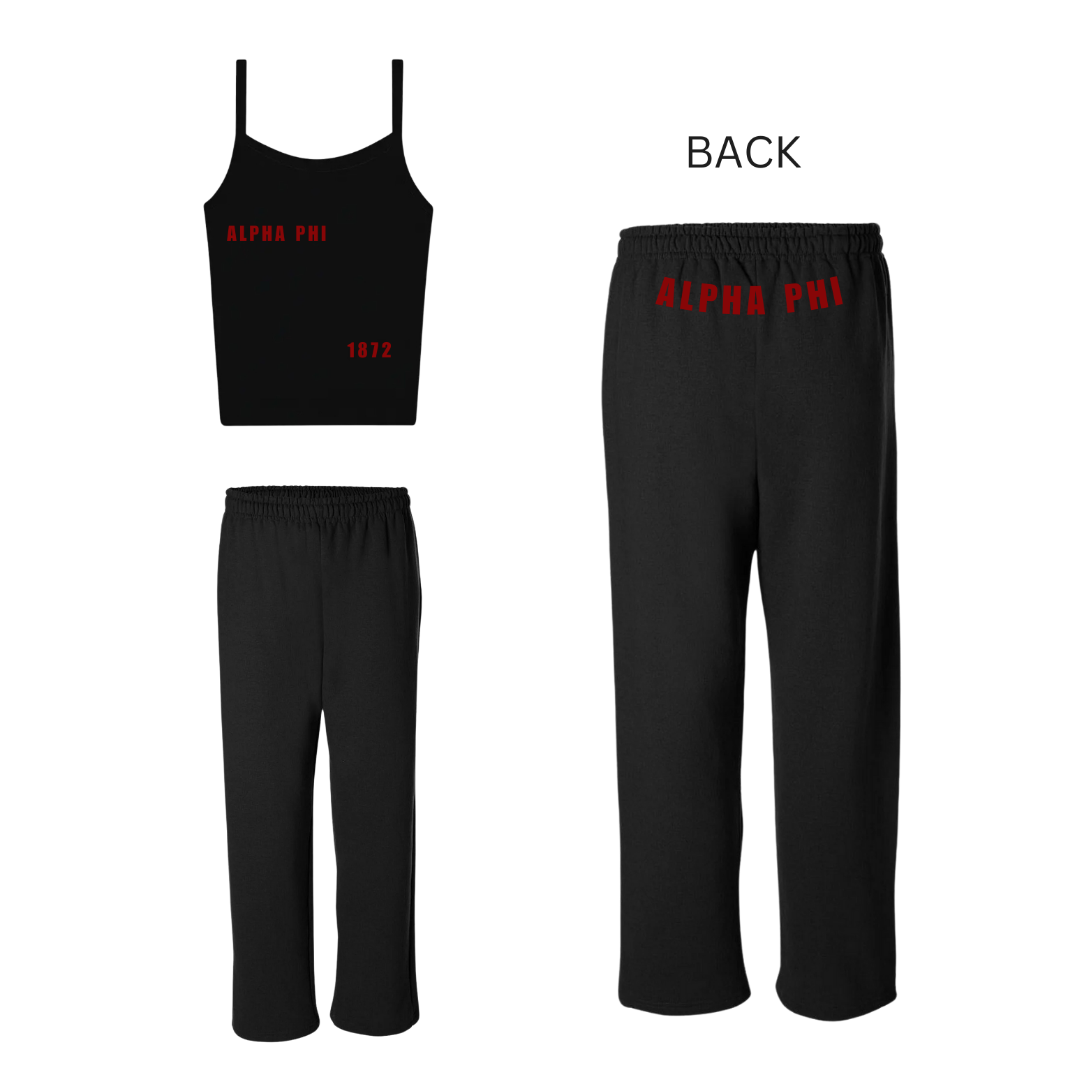 BU Alpha Phi - APHI Love Tank Top / Relaxed Leg Sweatpants Set (Black)