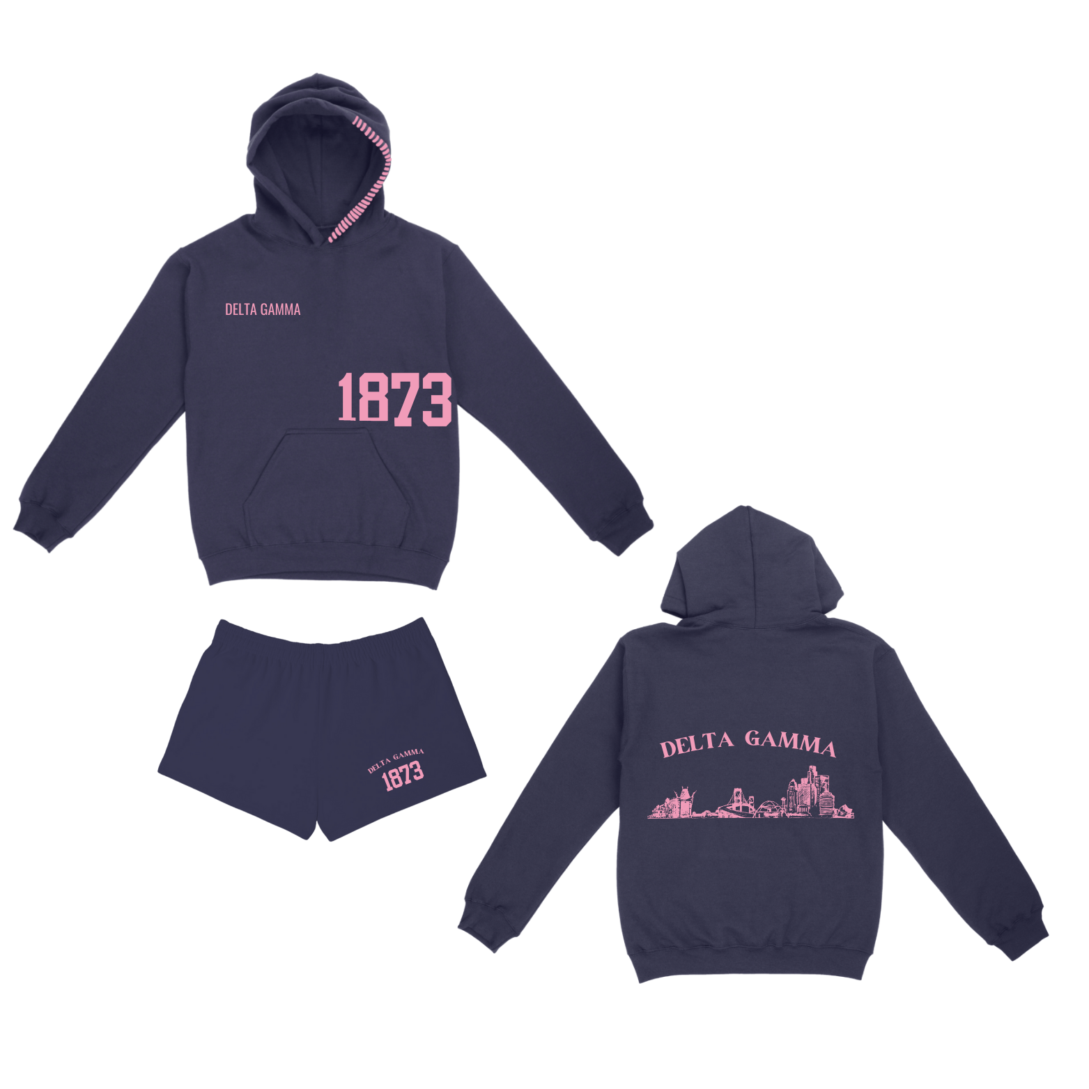 USC Delta Gamma - DG Dreamer Skyline Hoodie/Sweatshorts Set