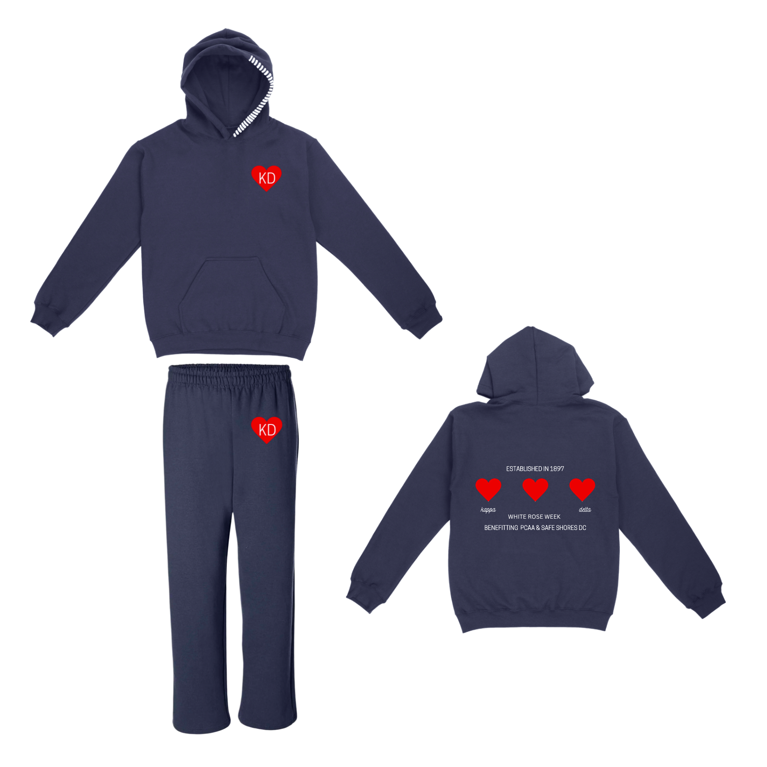 GWU KD - White Rose Week Hoodie / Sweatpants Set (Navy)