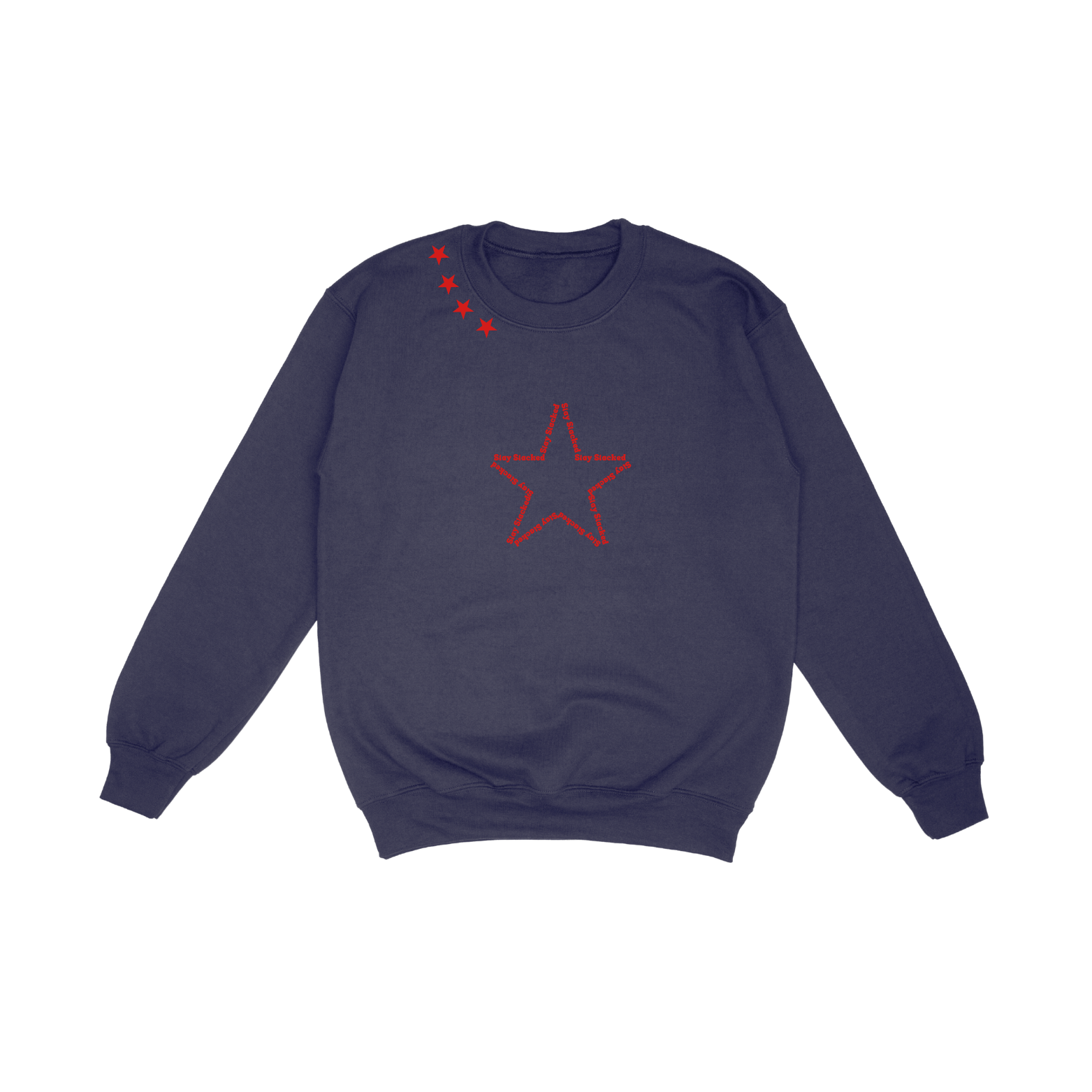 The Sick and Stacked Society - Stay Stacked II Crewneck / Relaxed Leg Sweatpants (Navy w/Red)