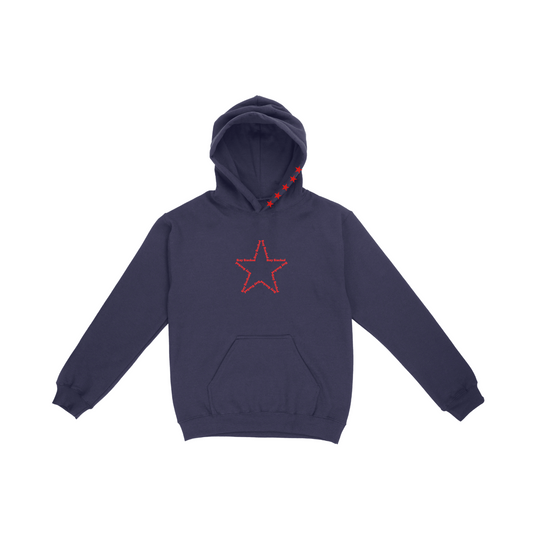 The Sick and Stacked Society - Summer Star Hoodie (Navy w/Red)