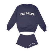 Alabama Tri Delta - Delta Dream Crewneck / Sweatshorts Set (Navy)