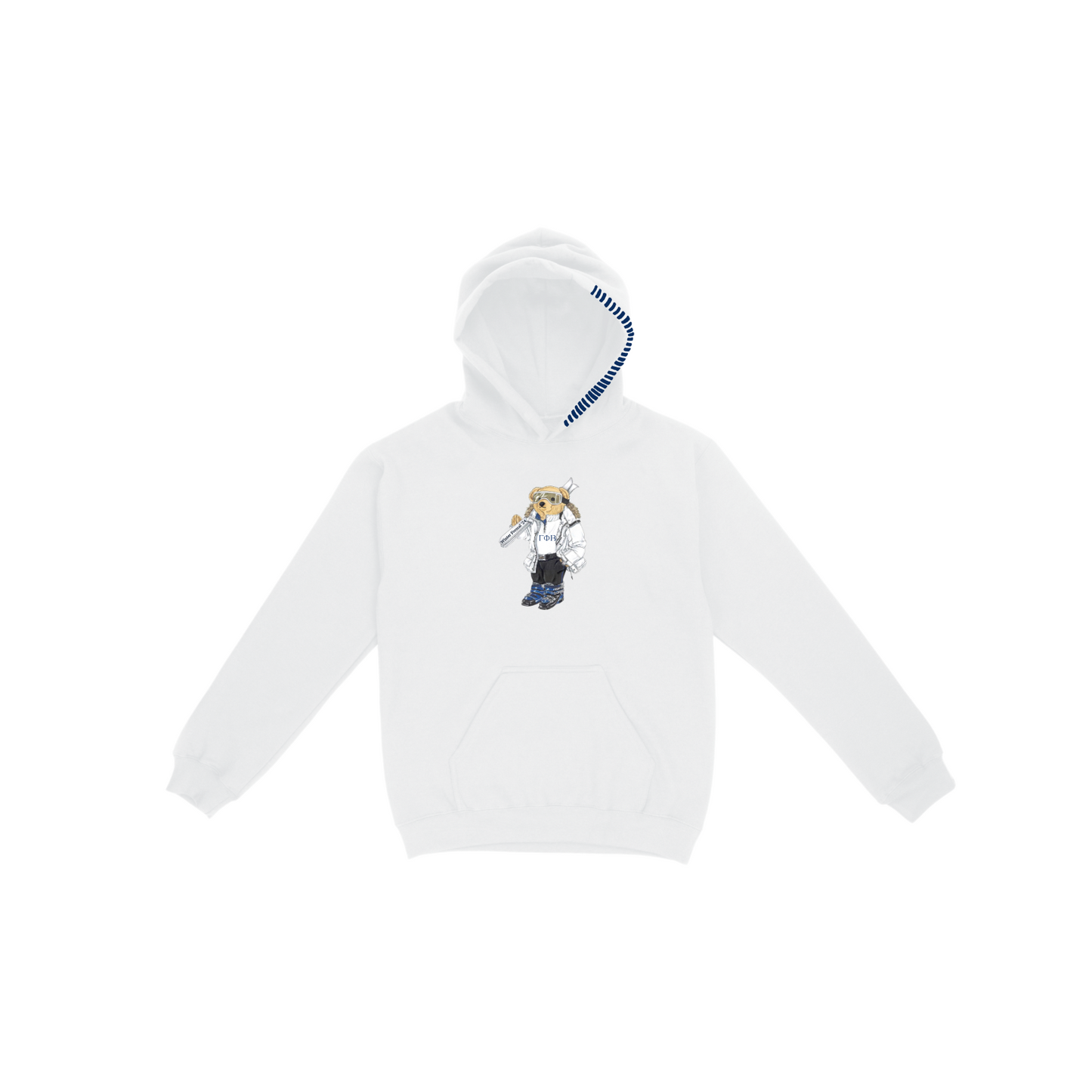 Gamma Phi Beta Winter Formal 24 Ski Bear Hoodie (White)