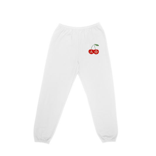 Alpha Phi Cherry Sweatpants (White)