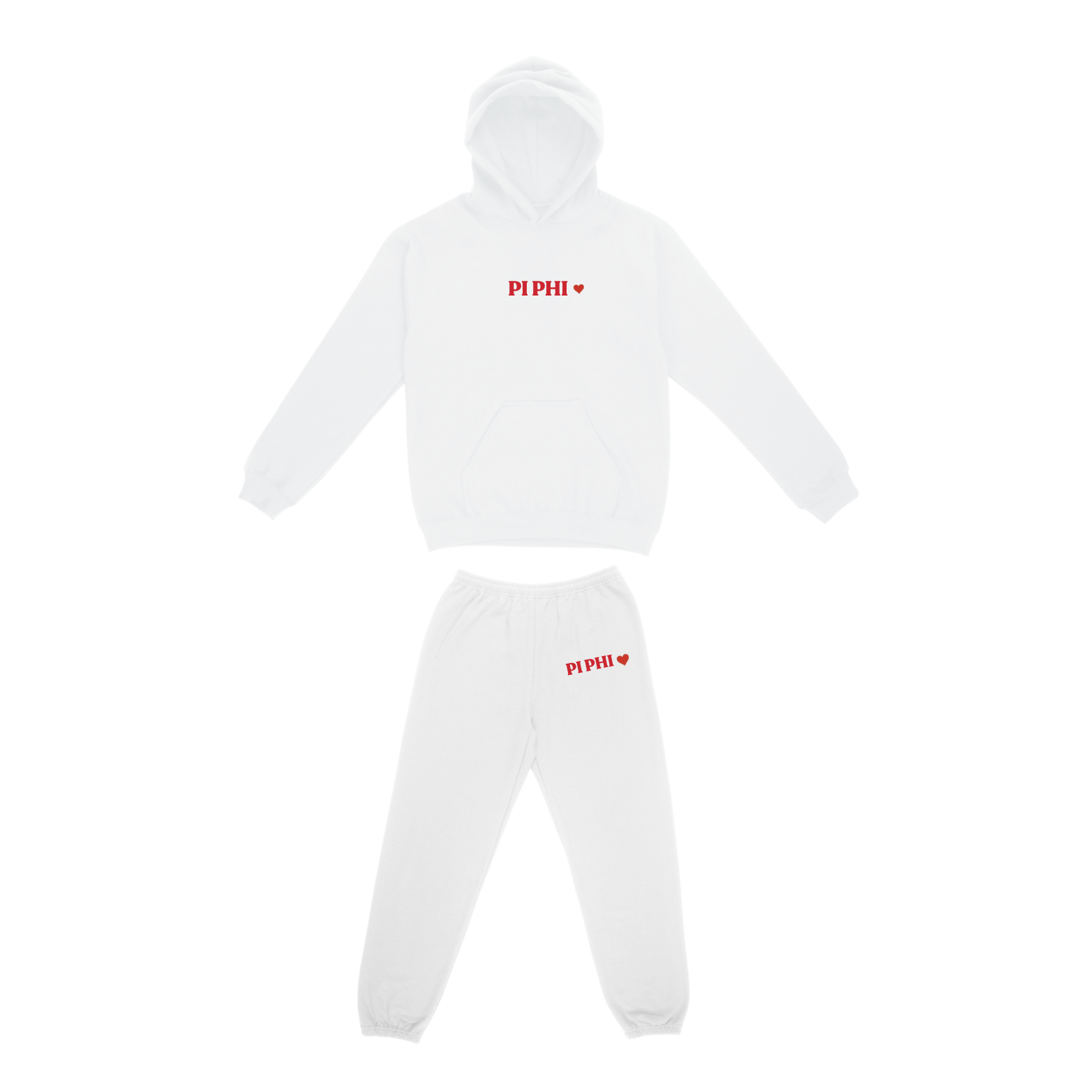 Denison Pi Phi - Denison Love Hoodie / Sweatpants Set (White)