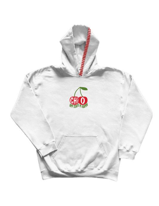 Chi Omega App State Pi Kappa Cherry Hoodie - White