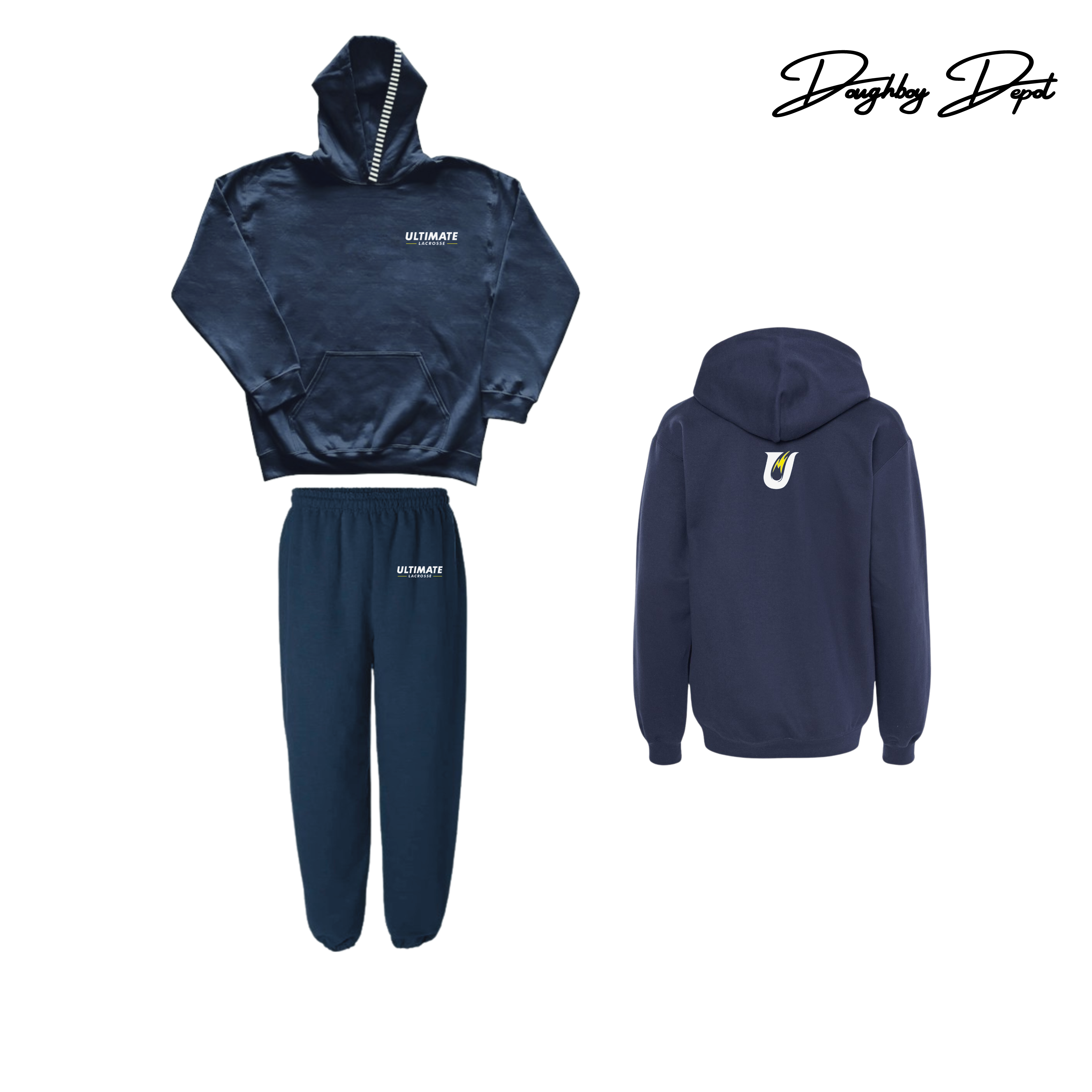 Ultimate Lacrosse - Embroidered Hoodie Set (NAVY) - MN