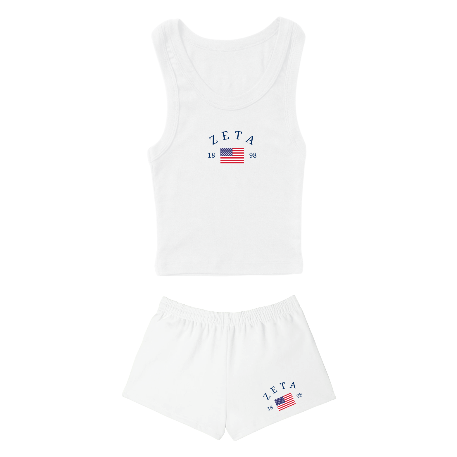 Charleston ZTA - Zeta Tau Alpha Tank Top / Sweatshorts Set (White)