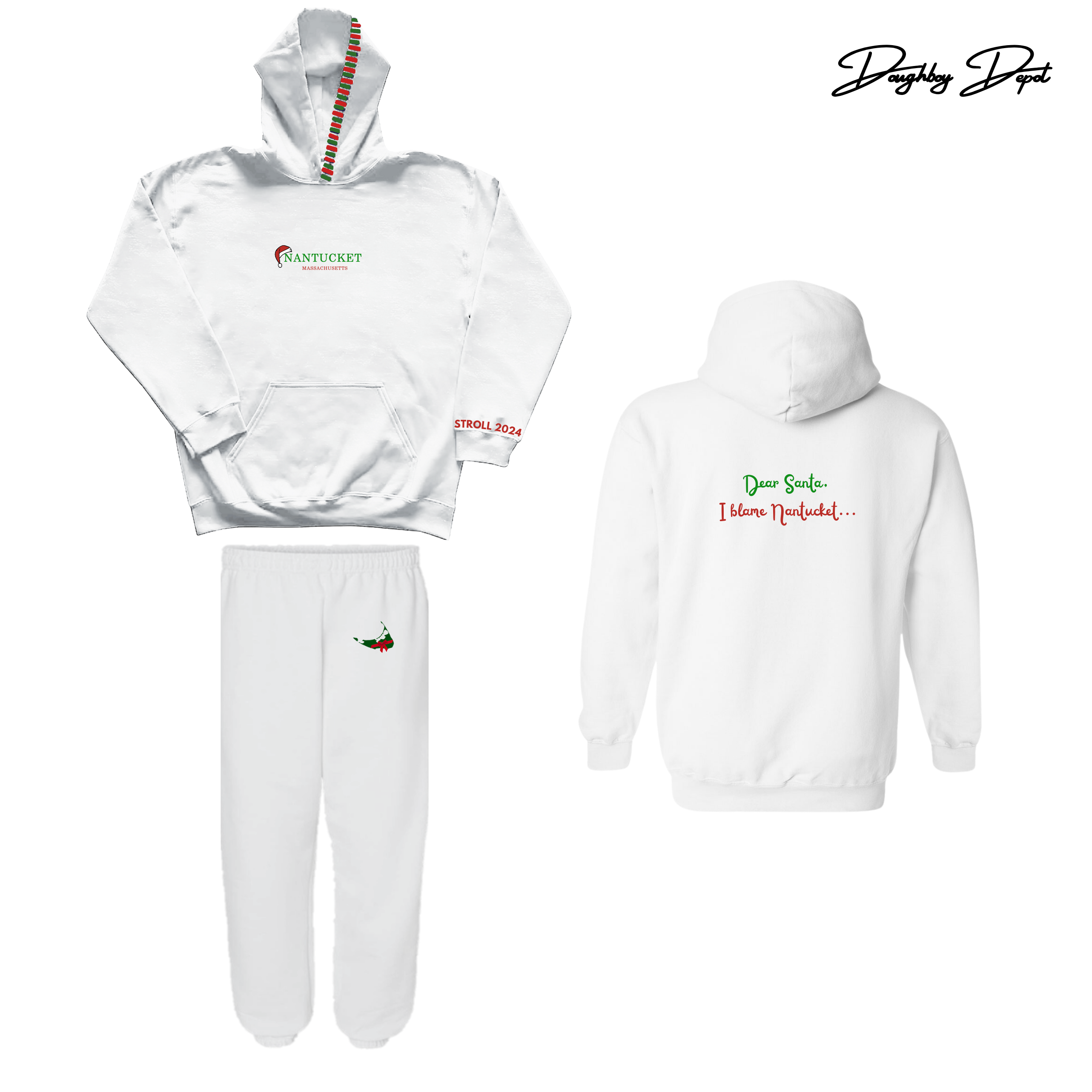 Nantucket Christmas Stroll 2024 - Embroidered Hoodie Set