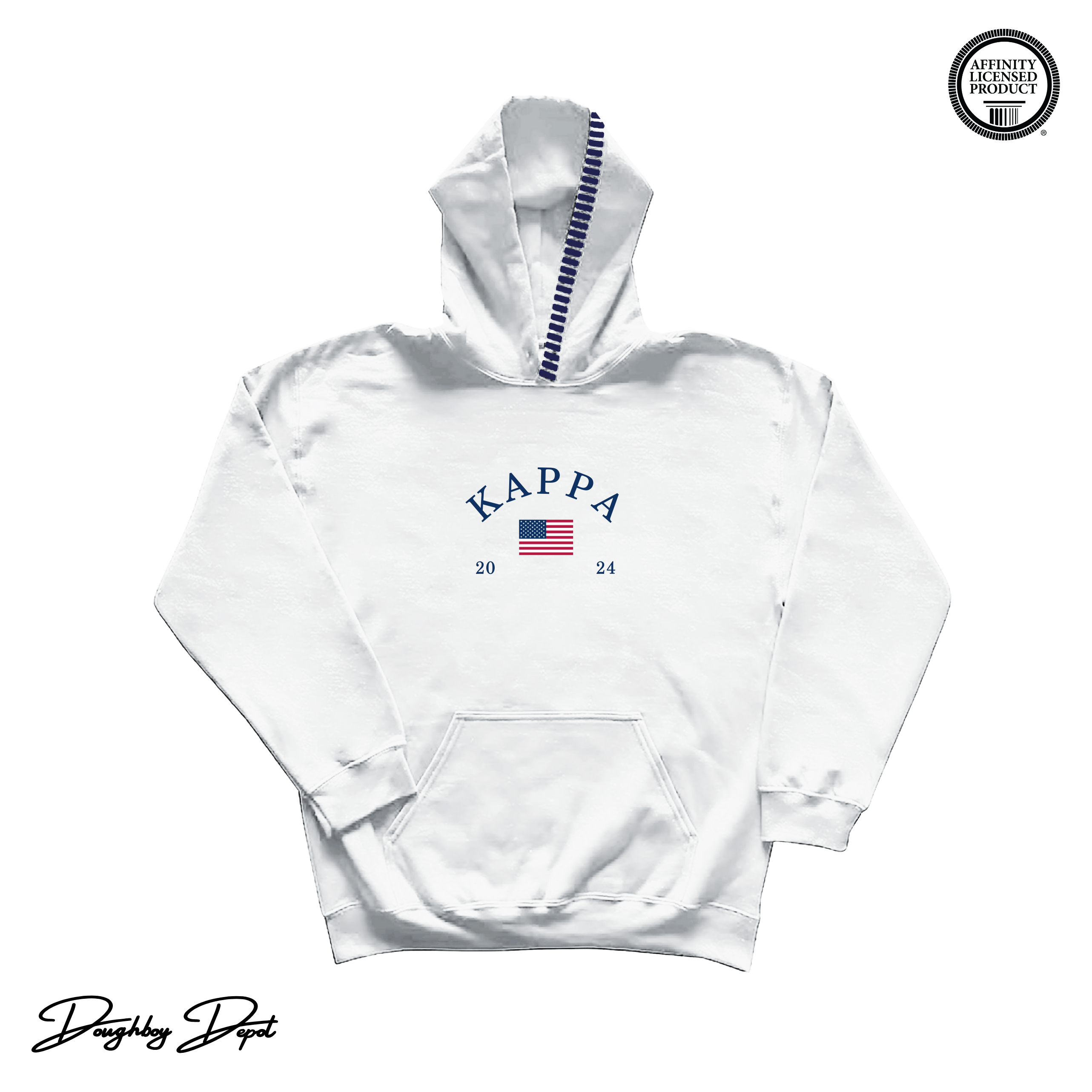 LSU KKG - American Beauty Embroidered Hoodie (White)