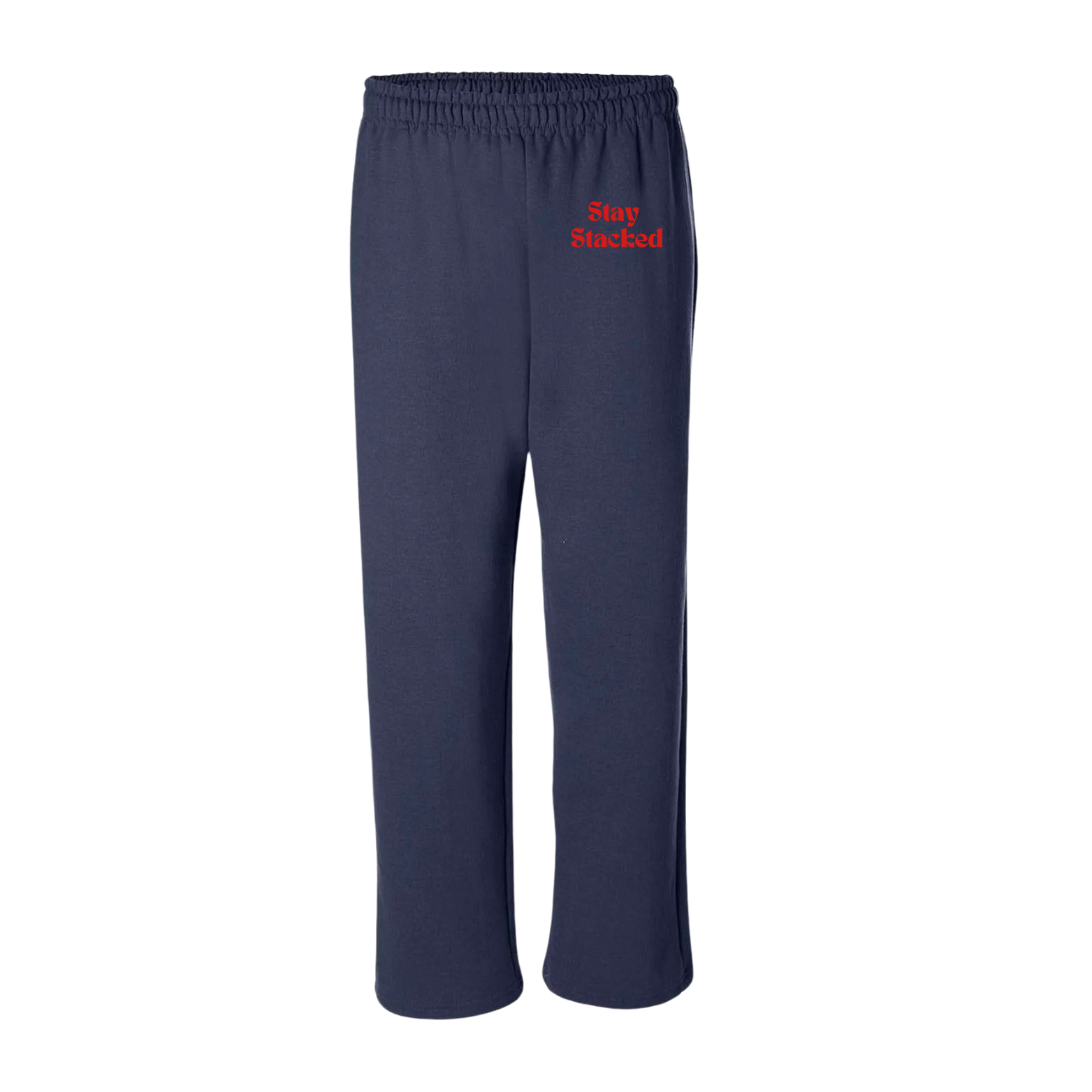 The Sick and Stacked Society - Stay Stacked II Relaxed Leg Sweatpants (Navy w/Red)