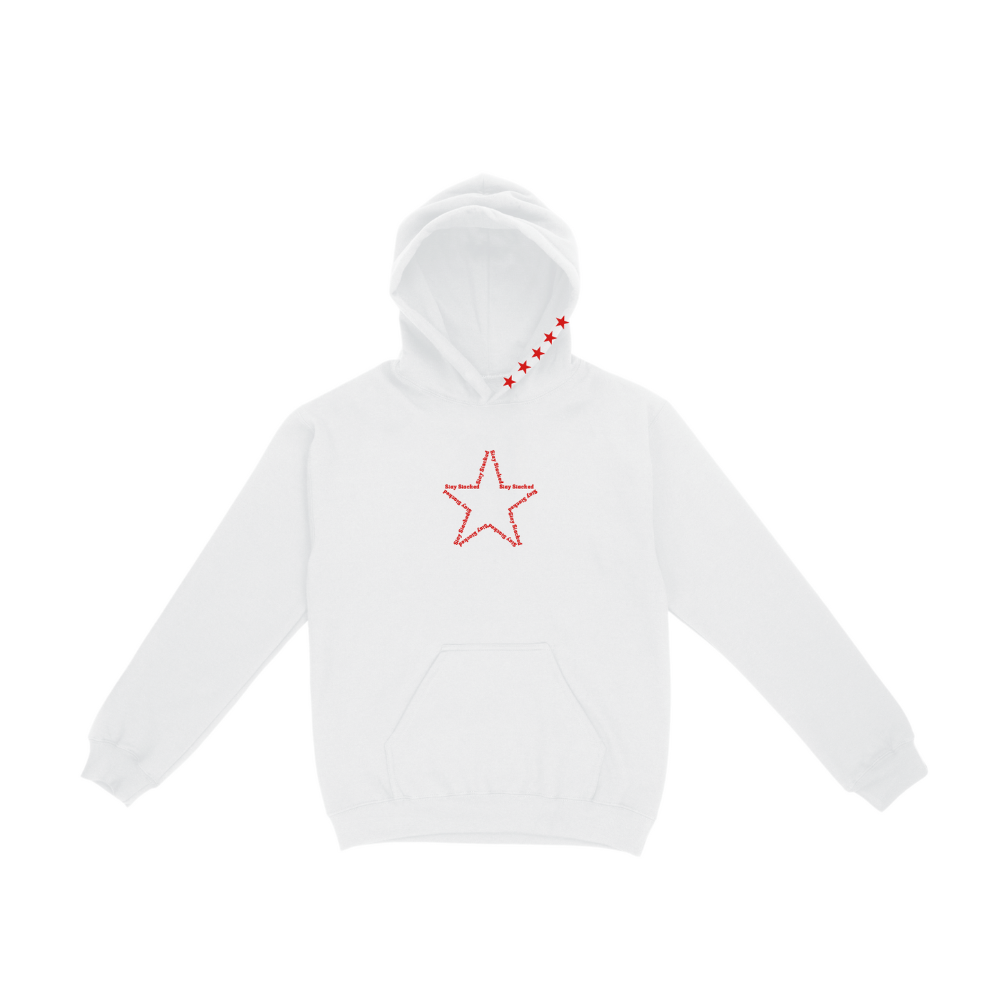 Stay Stacked Star Hoodie (White w/Red)