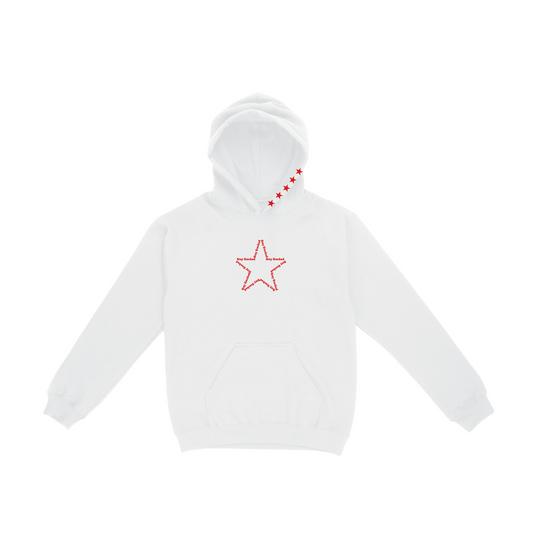 Stay Stacked Star Hoodie (White w/Red)