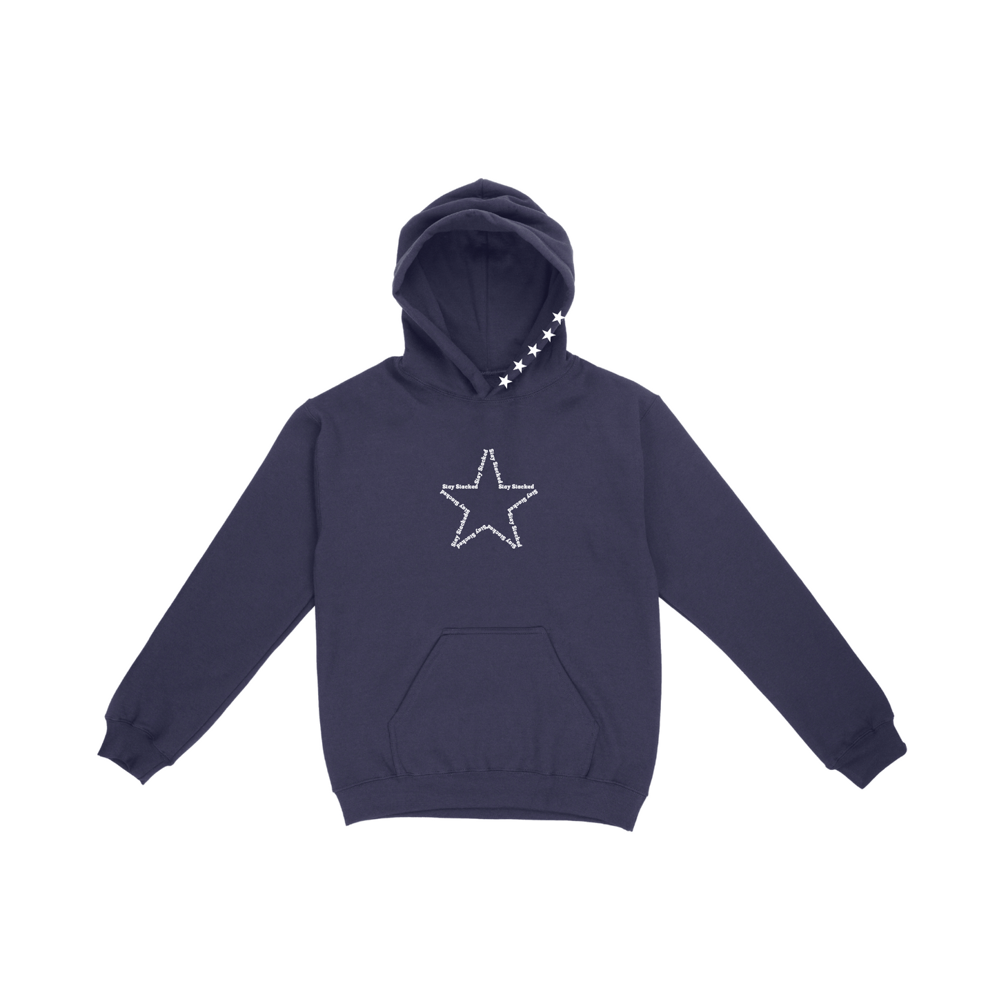Stay Stacked Star Hoodie (Navy w/White)
